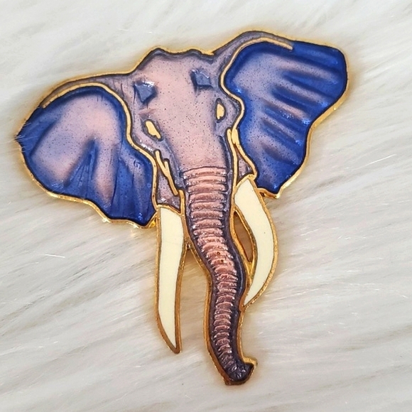 Vintage 1989 80s William Spear Enamel Champleve Handmade Elephant Brooch Pin 1.5 - Picture 6 of 10